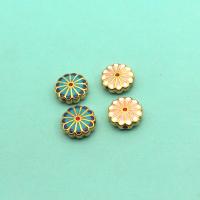 Zinc Alloy Jewelry Beads Flower gold color plated DIY & enamel nickel lead & cadmium free 12mm Sold By PC