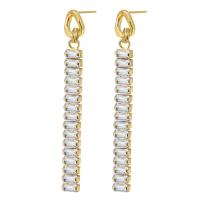 Cubic Zirconia Micro Pave Brass Earring with Cubic Zirconia plated for woman nickel lead & cadmium free Sold By Pair