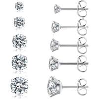 Stainless Steel Stud Earrings 304 Stainless Steel & for woman & with cubic zirconia Sold By Pair