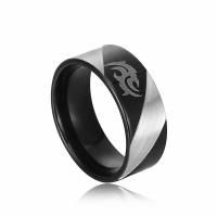 Titanium Steel Finger Ring polished fashion jewelry & for man black Sold By PC