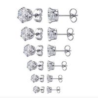 Stainless Steel Stud Earrings, 304 Stainless Steel, fashion jewelry & Unisex & with cubic zirconia, Sold By Pair