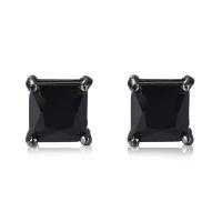 Titanium Steel  Earring Unisex & with cubic zirconia black Sold By PC