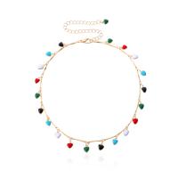 Zinc Alloy smykker halskæde, med 3.9inch extender kæde, Heart, forgyldt, mode smykker & for kvinde & emalje, flere farver til valg, nikkel, bly & cadmium fri, 7mm, Længde Ca. 13.4 inch, Solgt af PC