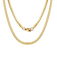 Ожерелье из нержавеющей стали , Нержавеющая сталь 304, ювелирные изделия моды & Мужский, Золотой, 3mm, длина:Приблизительно 24 дюймовый, продается PC