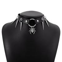 Fashion Choker Necklace, PU Leather, with Copper Coated Plastic & Iron & Tibetan Style, Animal, silver color plated, punk style & different styles for choice & for woman, more colors for choice, Length:15.74 Inch, Sold By PC