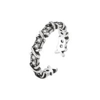 Cubique anneau en laiton Circonia Micro Pave, Placage de couleur argentée, Réglable & pavé de micro zircon & pour femme, argent, protéger l'environnement, sans nickel, plomb et cadmium, 4.20mm, Taille:6.5, Vendu par PC
