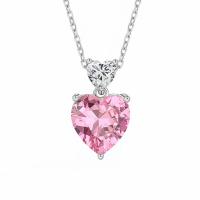 Brass Necklace, with Cubic Zirconia, with 5cm extender chain, Heart, platinum color plated, fashion jewelry & for woman, more colors for choice, nickel, lead & cadmium free, 10x16mm, Length:40 cm, Sold By PC