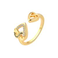 Cubic Zirconia Micro Pave Brass Ring, Heart, plated, Adjustable & micro pave cubic zirconia & for woman, more colors for choice, nickel, lead & cadmium free, 8.80mm, US Ring Size:6.5, Sold By PC