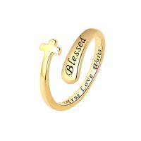 Brass δάχτυλο του δακτυλίου, Ορείχαλκος, Σταυρός, επιχρυσωμένο, Ρυθμιζόμενο & για τη γυναίκα, περισσότερα χρώματα για την επιλογή, νικέλιο, μόλυβδο και κάδμιο ελεύθεροι, 11.60mm, Μέγεθος:7.5, Sold Με PC