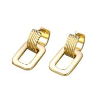 Brass Drop Earring, with White Shell, Rectangle, plated, fashion jewelry & for woman & hollow, more colors for choice, nickel, lead & cadmium free, 14.60x30.60mm, Sold By Pair