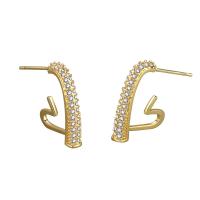 Cubic Zirconia Micro Pave Brass Earring, Heart, plated, fashion jewelry & micro pave cubic zirconia & for woman, more colors for choice, nickel, lead & cadmium free, 16.50x18.50mm, Sold By Pair