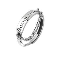 Ring Finger mosiądz, Platerowane w kolorze srebra, Regulowane & dla kobiety, srebro, bez zawartości niklu, ołowiu i kadmu, 4.50mm, rozmiar:9.5, sprzedane przez PC