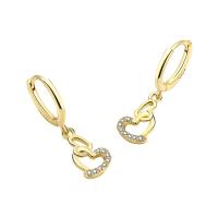 Cubic Zirconia Micro Pave Brass Earring, Heart, plated, fashion jewelry & micro pave cubic zirconia & for woman, more colors for choice, nickel, lead & cadmium free, 7.50x25.50mm, Sold By Pair