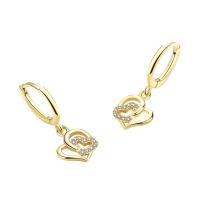 Cubic Zirconia Micro Pave Brass Earring, Heart, plated, fashion jewelry & micro pave cubic zirconia & for woman, more colors for choice, nickel, lead & cadmium free, 9.50x24mm, Sold By Pair