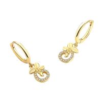 Cubic Zirconia Micro Pave Brass Earring, Flower, plated, fashion jewelry & micro pave cubic zirconia & for woman, more colors for choice, nickel, lead & cadmium free, 8x23mm, Sold By Pair
