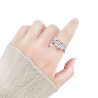 Brass Finger Ring platinum color plated & Adjustable & for woman nickel lead & cadmium free Sold By PC