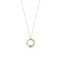 Messing Halskette, Geometrisches Muster, goldfarben plattiert, für Frau & mit Strass, frei von Nickel, Blei & Kadmium, Länge ca. 45 cm, verkauft von PC