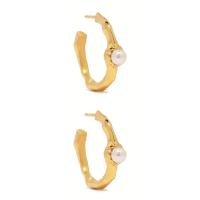 Messing Stud ørering, med Plastic Pearl, guldfarve belagt, mode smykker & for kvinde, 26mm, Solgt af par