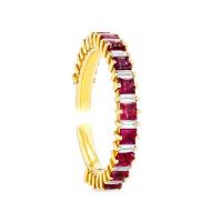 Кубический циркон микро проложить кольцо-латунь, Латунь, плакирован золотом, регулируемый & инкрустированное микро кубического циркония & Женский, не содержит никель, свинец, размер:6-8, продается PC