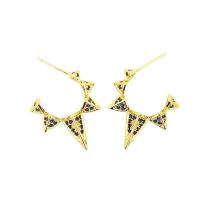 Brass Stud Earring, Triangle, plated, for woman & with rhinestone, more colors for choice, nickel, lead & cadmium free, 26mm, Sold By Pair