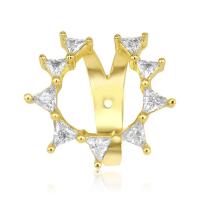 Pendientes Ear Cuff, metal, Triángulo, chapado, para mujer & con diamantes de imitación, más colores para la opción, libre de níquel, plomo & cadmio, 15mm, Vendido por UD