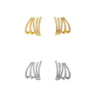 Brass Stud Earring Geometrical Pattern plated for woman & with rhinestone & hollow nickel lead & cadmium free Sold By Pair