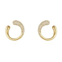 Brass Stud Earring plated for woman & with rhinestone nickel lead & cadmium free 20mm Sold By Pair