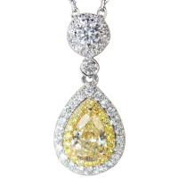 Brass Necklace Teardrop platinum plated for woman & with rhinestone Length Approx 40-45 cm Sold By PC