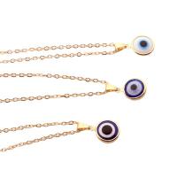 Collier Evil Eye bijoux, alliage de zinc, avec verre, Mauvais œil, Placage de couleur d'or, bijoux de mode & unisexe, Couleur aléatoire, 10mm, Longueur:Environ 48 cm, Vendu par PC