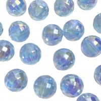 Perles  acrylique plaqué , Rond, Placage UV, facettes, plus de couleurs à choisir, 16x16mm, Trou:Environ 2.5mm, 5sacsvalises/lot, 50PC/sac, Vendu par lot