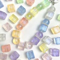 Frosted akryl perler, Square, UV plating, forskellig størrelse for valg, flere farver til valg, Hole:Ca. 3.5mm, 500G/Lot, Solgt af Lot