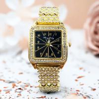 Women Wrist Watch Zinc Alloy with Glass & 304 Stainless Steel Chinese watch movement waterproofless & for woman & with rhinestone plated 220mm Sold By Lot