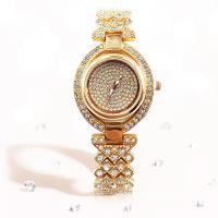 Women Wrist Watch, Tibetan Style, with Glass, plated, waterproofless & for woman & with rhinestone, more colors for choice, 220x14mm, 5PCs/Lot, Sold By Lot