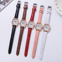 Women Wrist Watch Zinc Alloy with PU Leather & Glass Chinese watch movement waterproofless & for woman & with rhinestone rose gold color plated Sold By Lot