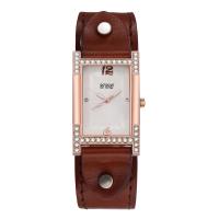 Women Wrist Watch Zinc Alloy with PU Leather & Glass Chinese watch movement waterproofless & for woman & with rhinestone plated Sold By Lot