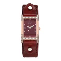 Women Wrist Watch Zinc Alloy with PU Leather & Glass Chinese watch movement waterproofless & for woman & with rhinestone plated Sold By Lot