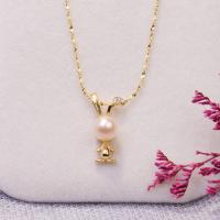 Freshwater Pearl Brass Necklace, with Brass, Rabbit, fashion jewelry & for woman, more colors for choice, Length:Approx 17.72 Inch, Sold By PC