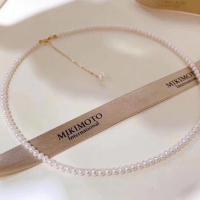 Freshwater Pearl Brass Chain Necklace, Pérolas de água doce, with cobre, with 2.76inch extender chain, joias de moda & para mulher, branco, 3-4mm, comprimento Aprox 13.39 inchaltura, vendido por PC