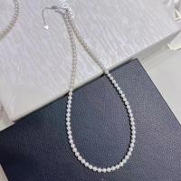 Freshwater Pearl Mässing Chain Necklace, med Mässing, med 1.57inch extender kedja, mode smycken & för kvinna, vit, 4-4.5mm, Längd Ca 15.75 inch, Säljs av PC
