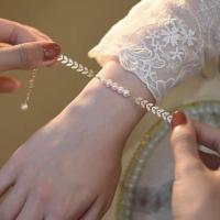 Bracelet en perles de culture d'eau douce, perle d'eau douce cultivée, avec Alliage de cuivre, avec 1.57inch chaînes de rallonge, Placage de couleur d'or, bijoux de mode & pour femme, blanc, 2-6mm, Longueur:Environ 7.48 pouce, Vendu par PC