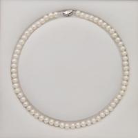 Природное пресноводное жемчужное ожерелье, Пресноводные жемчуги, ювелирные изделия моды & Женский, белый, 6-7mm, длина Приблизительно 17.72 дюймовый, продается PC