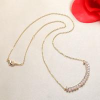 Freshwater Pearl Brass Chain Necklace, Pérolas de água doce, with cobre, cromado de cor dourada, joias de moda & para mulher, 3-4mm, comprimento Aprox 45 cm, vendido por PC