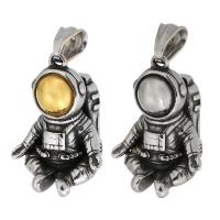 Stainless Steel Pendants, 316 Stainless Steel, Astronaut, Vacuum Plating, fashion jewelry & DIY & blacken, more colors for choice, 23x29x20mm, Hole:Approx 4.4mm, Sold By PC
