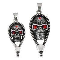 Stainless Steel Skull Pendants 316 Stainless Steel polished fashion jewelry & DIY & with rhinestone & blacken two different colored Sold By PC