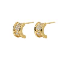 Cubic Zirconia Micro Pave Brass Earring, plated, micro pave cubic zirconia & for woman, more colors for choice, nickel, lead & cadmium free, 4x9mm, Sold By Pair