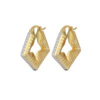 Laiton Leverback boucle d'oreille, Placage de couleur d'or, pavé de micro zircon & pour femme, doré, protéger l'environnement, sans nickel, plomb et cadmium, 23x22mm, Vendu par paire