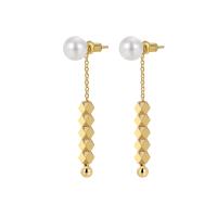 Brass Drop Earring with Plastic Pearl plated for woman nickel lead & cadmium free Sold By Pair