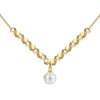 Messing Halskette, mit Kunststoff Perlen, rund, plattiert, für Frau, keine, frei von Nickel, Blei & Kadmium, Länge:ca. 45-50 cm, verkauft von PC