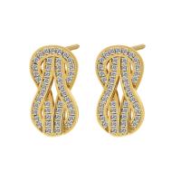 Cubic Zirconia Micro Pave Brass Earring, plated, micro pave cubic zirconia & for woman, more colors for choice, nickel, lead & cadmium free, 7x14mm, Sold By Pair