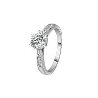 Brass Finger Ring with Moissanite & for woman silver color nickel lead & cadmium free Sold By PC
